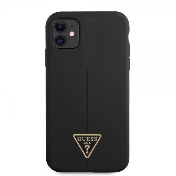 Guess iPhone 11 -suojakuori Metal Triangle, musta