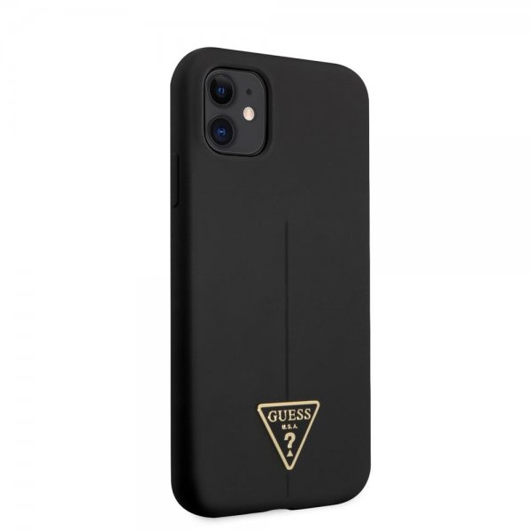 Guess iPhone 11 -suojakuori Metal Triangle, musta