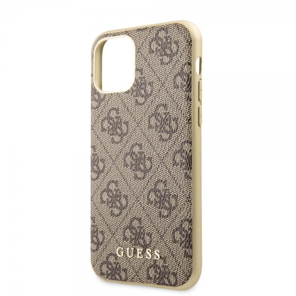 Guess iPhone 11 -suojakuori monogrammikuviolla, ruskea
