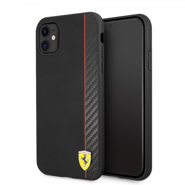 Ferrari iPhone 11 -suojakuori On Track Carbon Stripe, musta