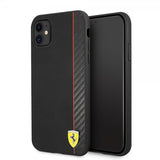 Ferrari iPhone 11 -suojakuori On Track Carbon Stripe, musta