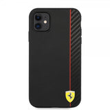Ferrari iPhone 11 -suojakuori On Track Carbon Stripe, musta