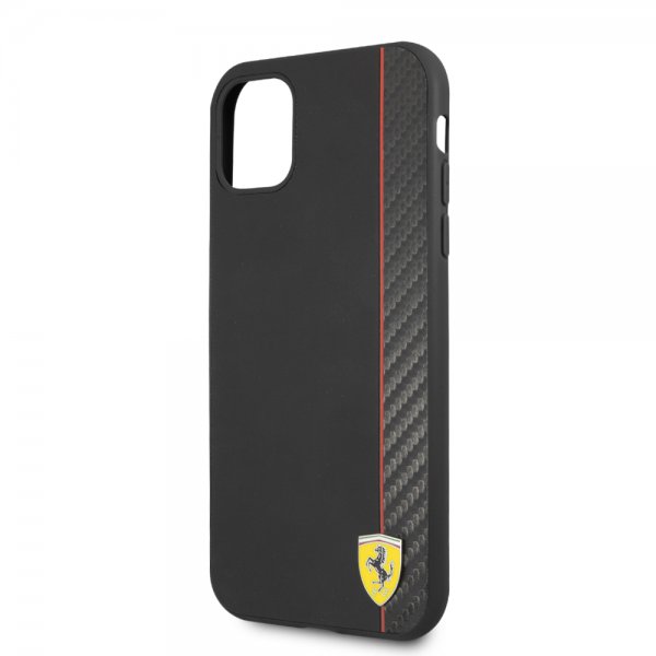 Ferrari iPhone 11 -suojakuori On Track Carbon Stripe, musta