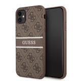 Guess iPhone 11 -kuoret, Printed Stripe, ruskea