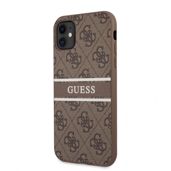 Guess iPhone 11 -kuoret, Printed Stripe, ruskea