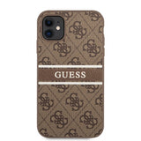 Guess iPhone 11 -kuoret, Printed Stripe, ruskea