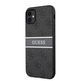 Guess iPhone 11 -suojakuori, Printed Stripe, harmaa