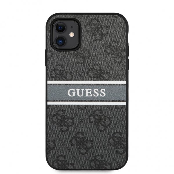 Guess iPhone 11 -suojakuori, Printed Stripe, harmaa