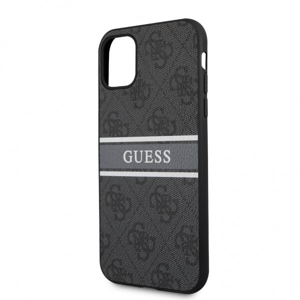 Guess iPhone 11 -suojakuori, Printed Stripe, harmaa