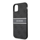 Guess iPhone 11 -suojakuori, Printed Stripe, harmaa