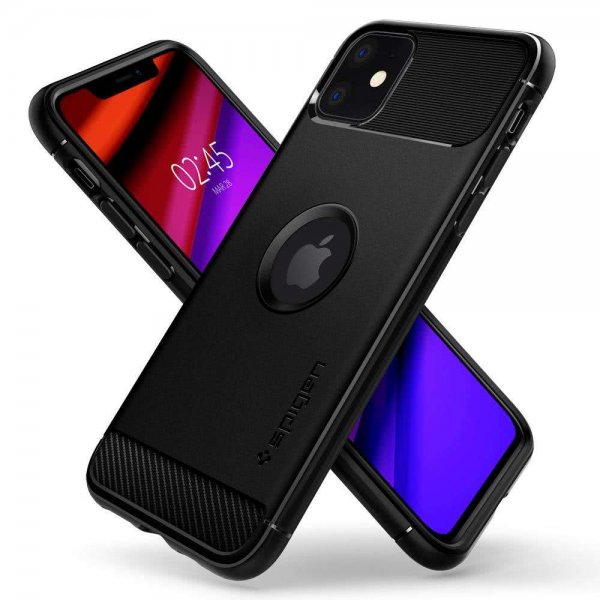 Spigen iPhone 11 -suojakuori Rugged Armor Matte Black