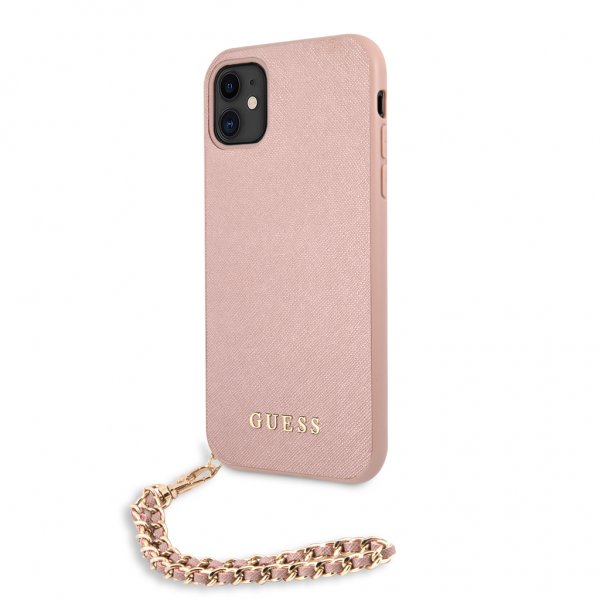 Guess iPhone 11 -suojakuori Saffiano Chain, pinkki