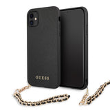 Guess iPhone 11 -suojakuori Saffiano Chain Musta