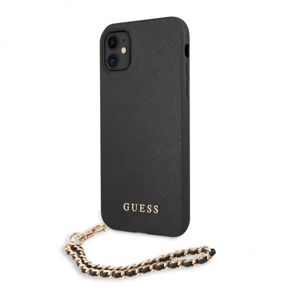 Guess iPhone 11 -suojakuori Saffiano Chain Musta