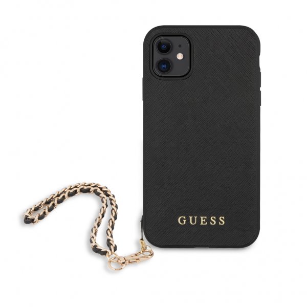 Guess iPhone 11 -suojakuori Saffiano Chain Musta