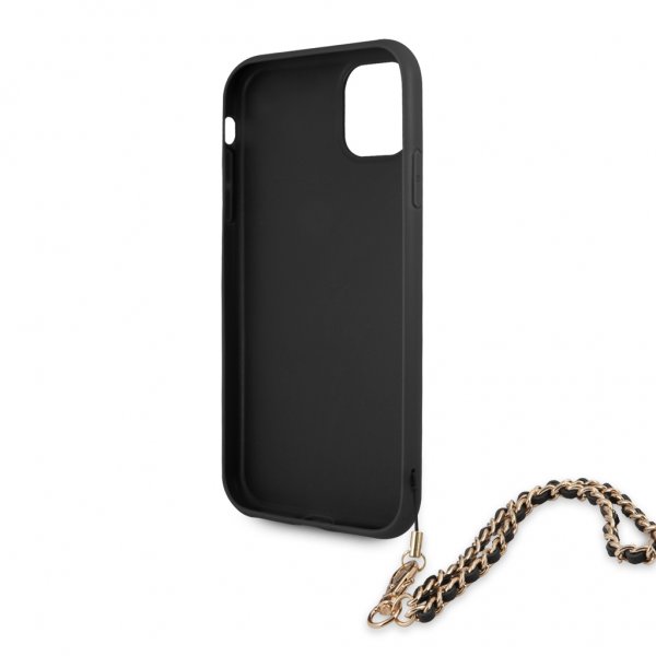 Guess iPhone 11 -suojakuori Saffiano Chain Musta