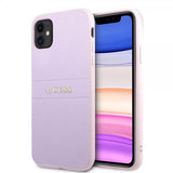 Guess iPhone 11 -suojakuori Saffiano Metal Logo Lila