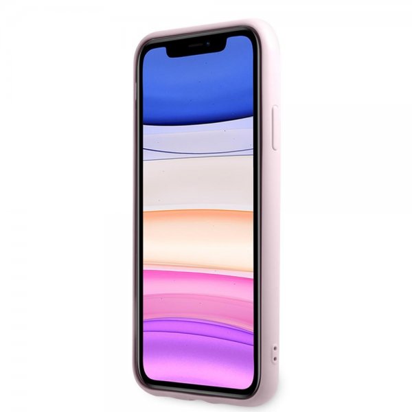 Guess iPhone 11 -suojakuori Saffiano Metal Logo Lila