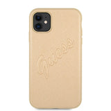 Guess iPhone 11 -suojakuori, Saffiano Vintage Script, kulta