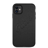 Guess iPhone 11 -suojakuori Saffiano Vintage Script - musta