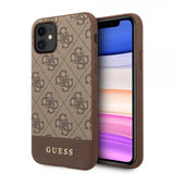 Guess iPhone 11 -kuori, Stripe Cover, ruskea