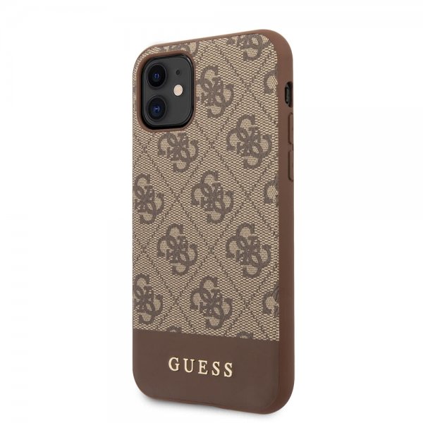 Guess iPhone 11 -kuori, Stripe Cover, ruskea