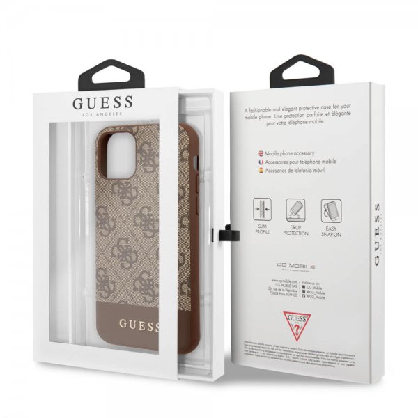 Guess iPhone 11 -kuori, Stripe Cover, ruskea