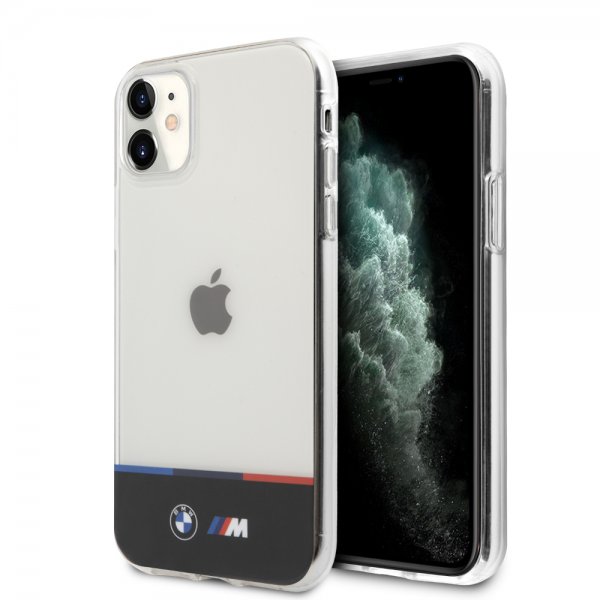 BMW iPhone 11 -suojakuori, kolmivärinen raita, läpinäkyvä