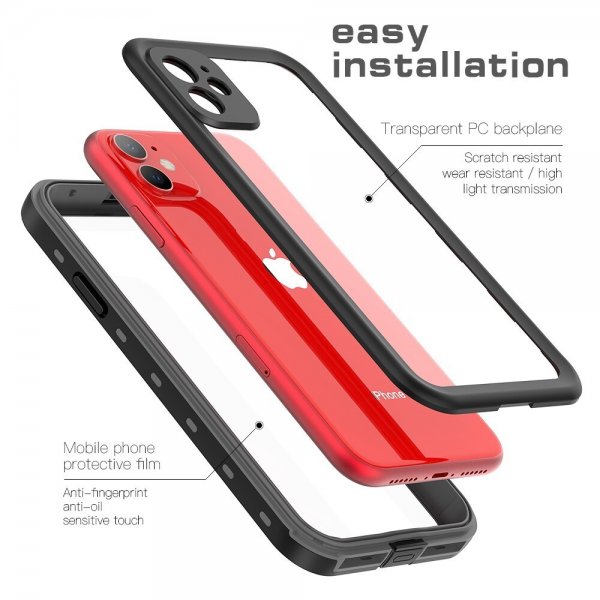 Redpepper iPhone 11 -suojakuori, vedenkestävä IP68, musta