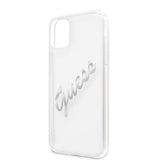 Guess iPhone 11 -suojakuori Vintage Script Silver Klar