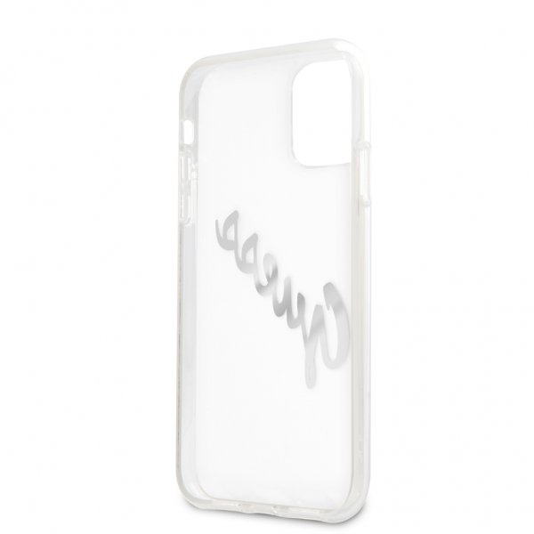 Guess iPhone 11 -suojakuori Vintage Script Silver Klar