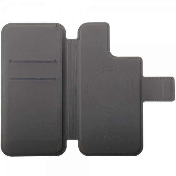 Puro iPhone 12/12 Pro/13/14/15 Fodral MagSafe Folio Musta