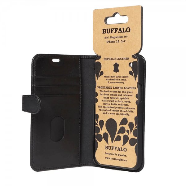 Buffalo iPhone 12 Mini Kotelo Buffalo Irrotettava Kuori Musta