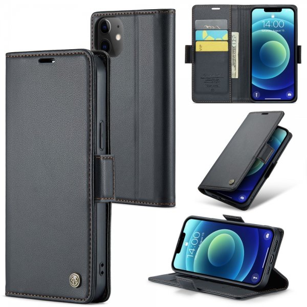 CaseMe iPhone 12/iPhone 12 Pro Kotelo 023 Series Musta