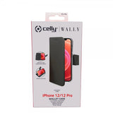 Celly iPhone 12/iPhone 12 Pro Kotelo Wally Wallet Case Musta