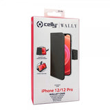 Celly iPhone 12/iPhone 12 Pro Kotelo Wally Wallet Case Musta