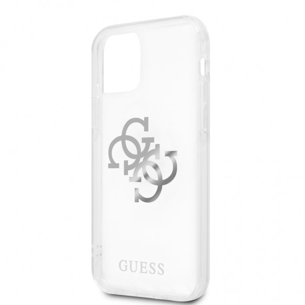 Guess iPhone 12/iPhone 12 Pro Suojakuori 4G Logo Hopea Läpinäkyvä