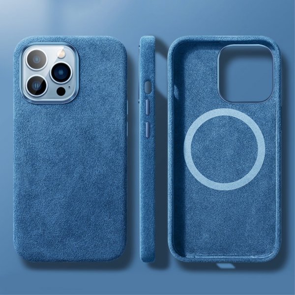 iPhone 12/iPhone 12 Pro Kuori Alcantara MagSafe Sininen