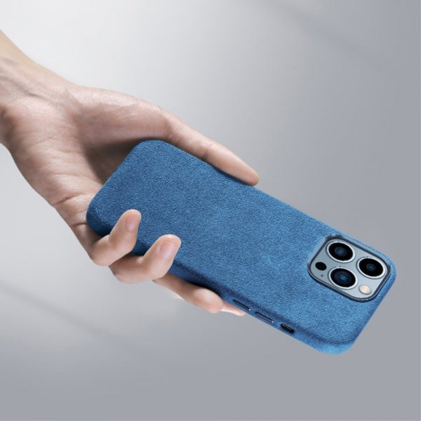 iPhone 12/iPhone 12 Pro Kuori Alcantara MagSafe Sininen