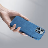 iPhone 12/iPhone 12 Pro Kuori Alcantara MagSafe Sininen