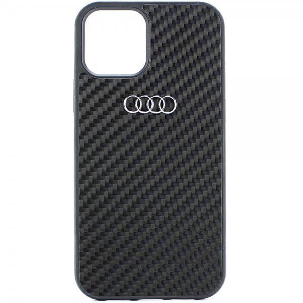 Audi iPhone 12/iPhone 12 Pro Suojakuori Hiilikuitu Musta