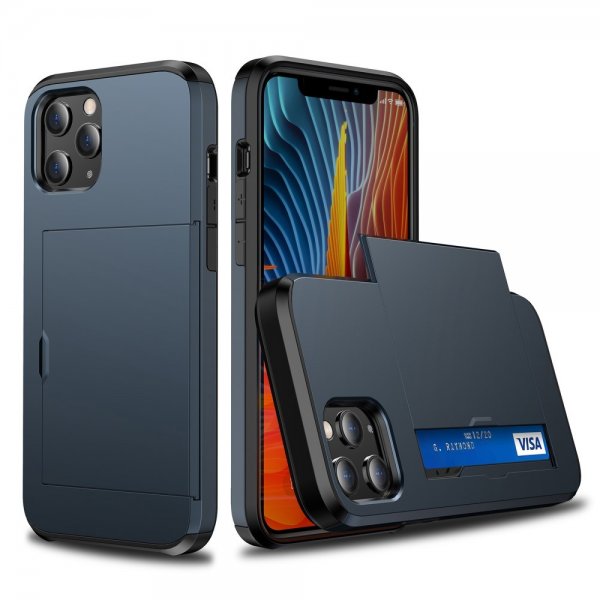 iPhone 12/iPhone 12 Pro Kuoret Card Slide Sininen