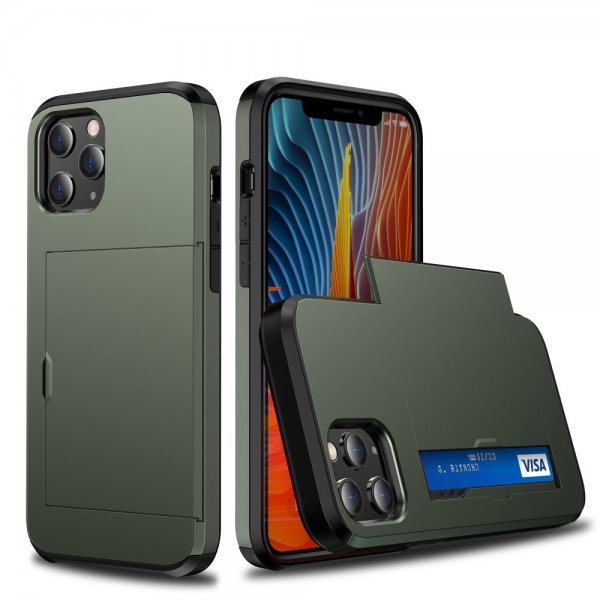iPhone 12/iPhone 12 Pro Kuori Card Slide Vihreä