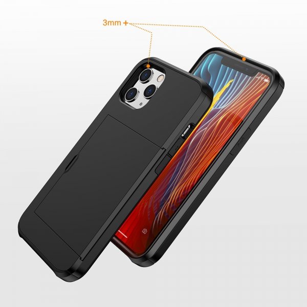 iPhone 12/iPhone 12 Pro Kuoret Card Slide Musta