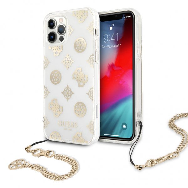 Guess iPhone 12/iPhone 12 Pro Kuori Chain Peony Kulta
