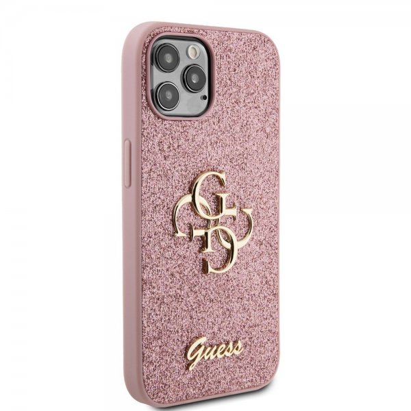 Guess iPhone 12/iPhone 12 Pro Kuori Fixed Glitter Pinkki