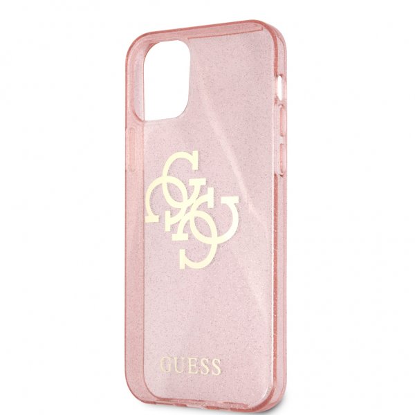 Guess iPhone 12/iPhone 12 Pro Kotelo Täysi Kimalle Ruusu