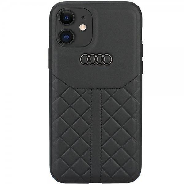 Audi iPhone 12/iPhone 12 Pro Kotelo, Aito Nahka, Musta