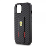Ferrari iPhone 12/iPhone 12 Pro -suojakuori Grip Stand Function, musta