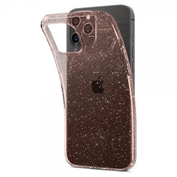 Spigen iPhone 12/iPhone 12 Pro -kuori Liquid Crystal Glitter Rose Quartz